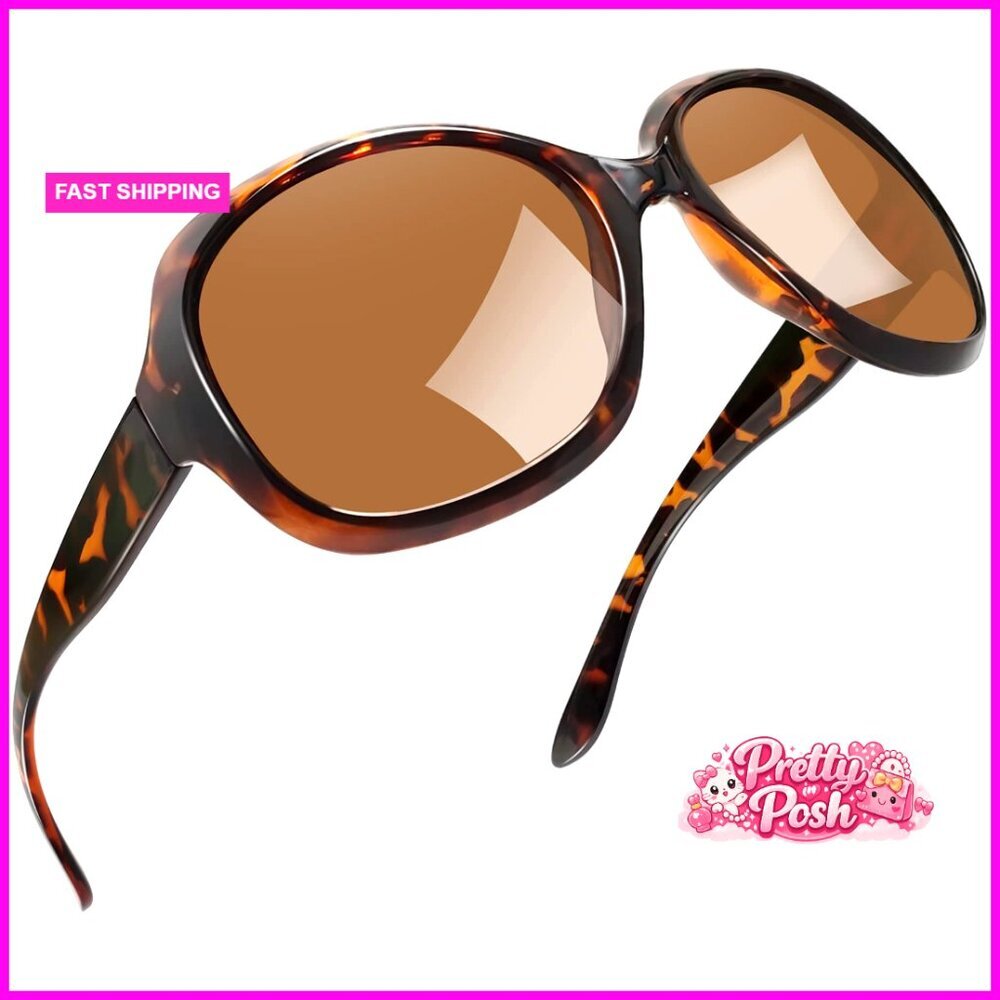 Oversized Polarized Sunglasses with UV Protection and Butterfly Design